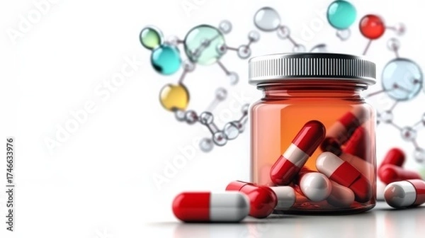 Fototapeta Pharmaceutical innovation laboratory setting medicine display science environment close-up view health concept