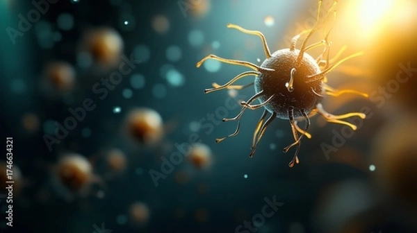 Fototapeta Exploring microbial life close-up of bacteria in a lab environment scientific imagery dark background conceptual study
