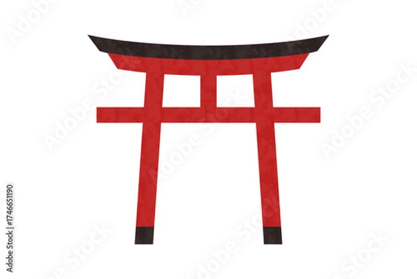Fototapeta 神社の鳥居のベクターイラスト　水彩風