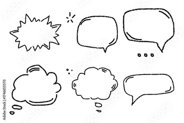 Obraz Sketch comic doodle style speech bubble for text quote. Hand drawn speech bubble set white background