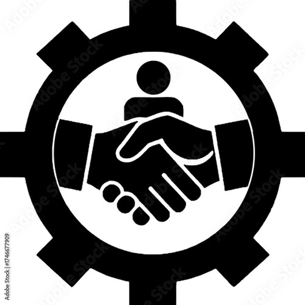 Obraz handshake gear icon vector illustration