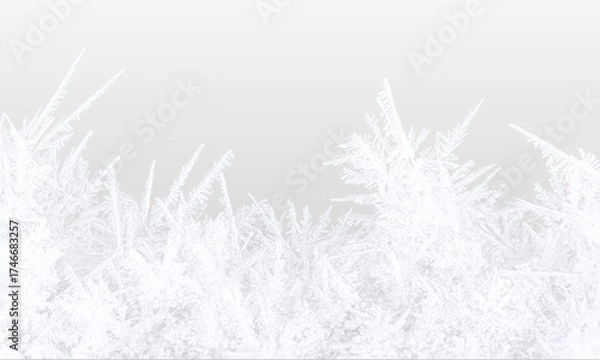 Fototapeta PNG frosty ice snowflake pattern on transparent background with shining crystal sparkle, elegant white border and cold winter texture for holiday greeting designs and decorations