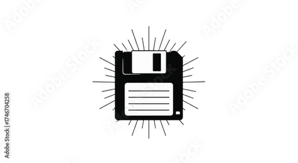 Fototapeta Retro floppy disk icon symbolizing data storage and technology history