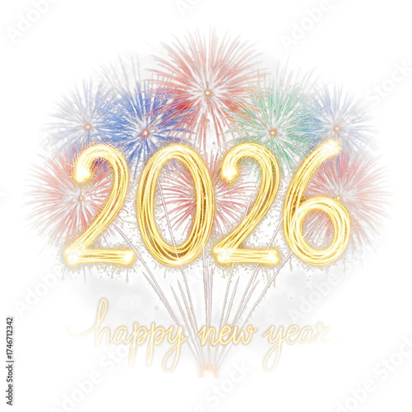 Fototapeta Sparkling 2026 happy new year fireworks display festive celebration image