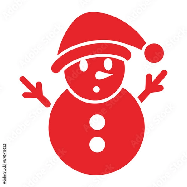 Fototapeta snowman with red hat vector