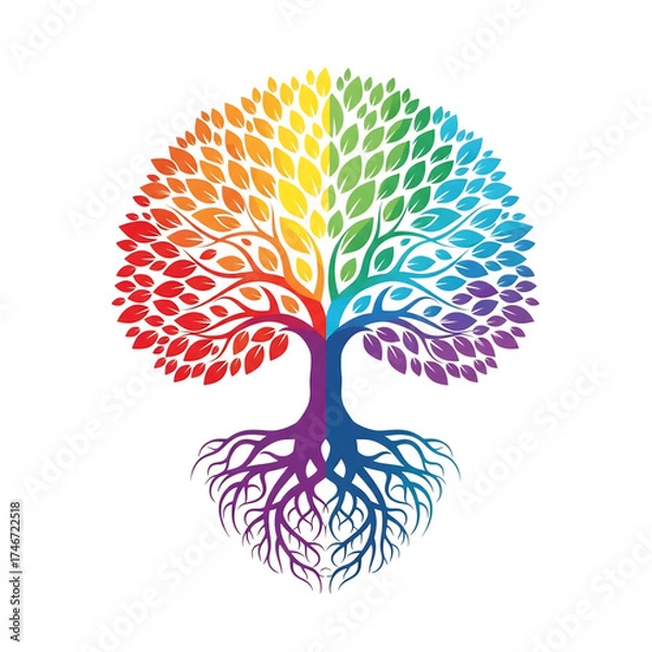Fototapeta Vibrant rainbow tree of life symbolizing growth and connection