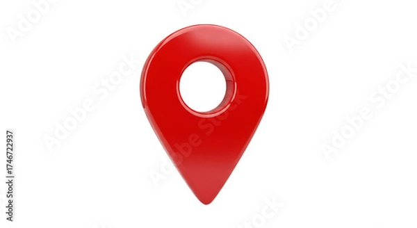 Fototapeta Shiny red gps pin icon symbol representing location and navigation technology