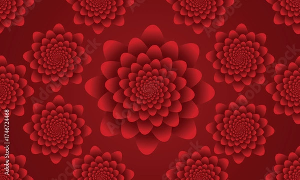 Fototapeta Luxury abstract red color flower background design