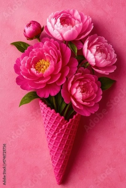 Fototapeta bouquet of pink roses like ice cream