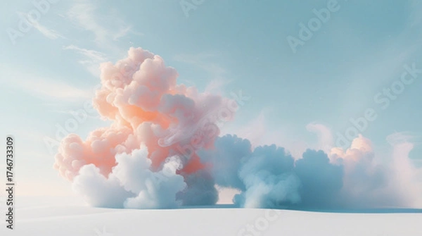 Fototapeta White Background Smoke Cloud Concept