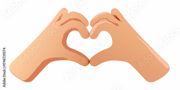 Fototapeta Two hands forming a heart shape gesture of love and affection on a white background