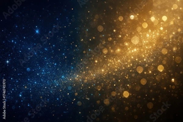 Fototapeta A glamorous dual-tone background blending radiant sapphire blue and luminous metallic gold