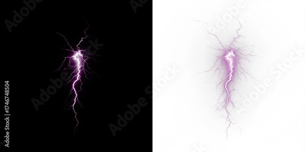 Fototapeta Purple lightning bolt illustration on contrasting backgrounds, showcasing dynamic energy and vibrant colors, perfect for creative projects and visual storytelling concepts
