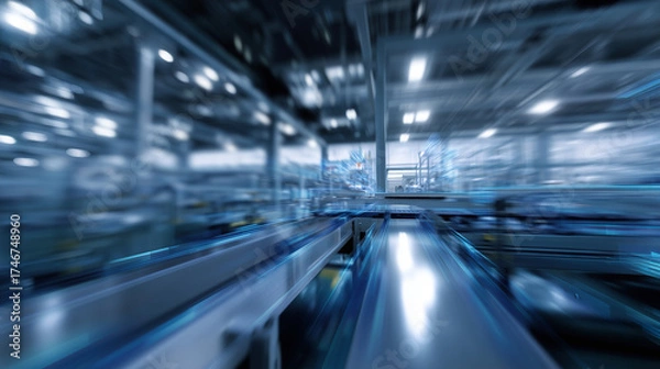 Fototapeta Futuristic factory thermal and digital visualization of automated production systems factory, automation, digital, smart factory, innovation, robotics, technology, energy, producti