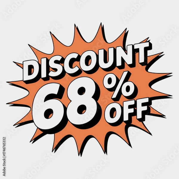 Obraz Eye-catching 68% Off Discount Illustration Bursting with Energy on a Neutral Background for Sales and Promotions