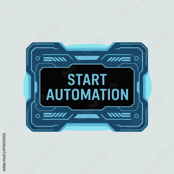 Obraz Futuristic Interface Button Design with the Text Start Automation, Digital Technology Concept, Blue and Black Elements