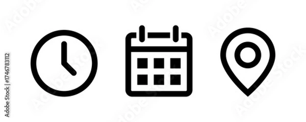 Obraz Time, Date and Location icon set