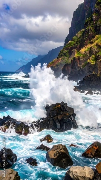 Obraz Dramatic coastal waves crashing