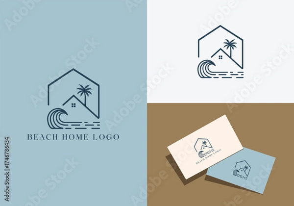 Obraz Beach home logo design and business card design template