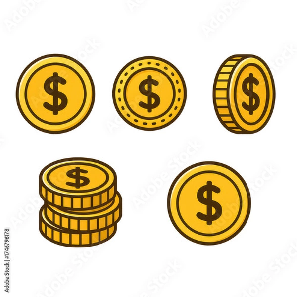 Obraz gold coins and dollar