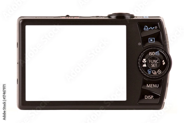 Obraz Compact digital camera rear view isolated on white