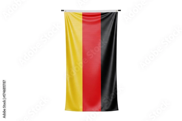 Obraz Vertical Hanging German Flag on Pole Isolated on White