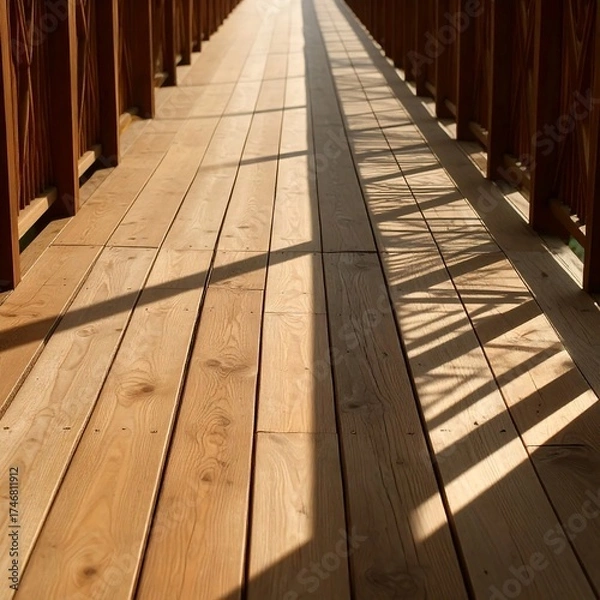 Fototapeta Wooden walkway with shadows