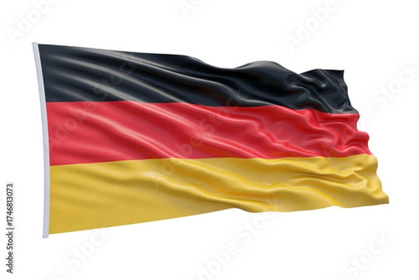 Obraz Waving German National Flag with Realistic Fabric Texture