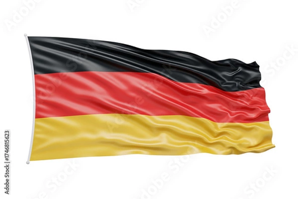 Obraz Waving German National Flag with Realistic Fabric Texture
