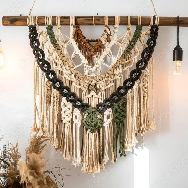 Fototapeta Woven wall hanging with layered colors