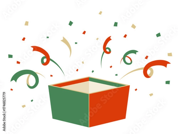 Fototapeta 箱　飛び出すリボン・紙吹雪　クリスマス プレゼント