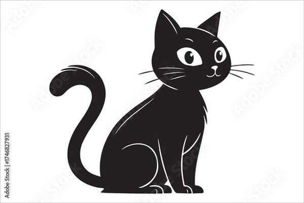 Fototapeta Realistic Black Cat Portrait with Cinematic Lighting and Sharp Focus