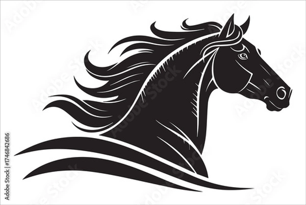 Fototapeta Stylized Digital Art of Majestic Horse in Dynamic Motion