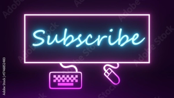 Obraz Background Subscribe neon sight for youtube