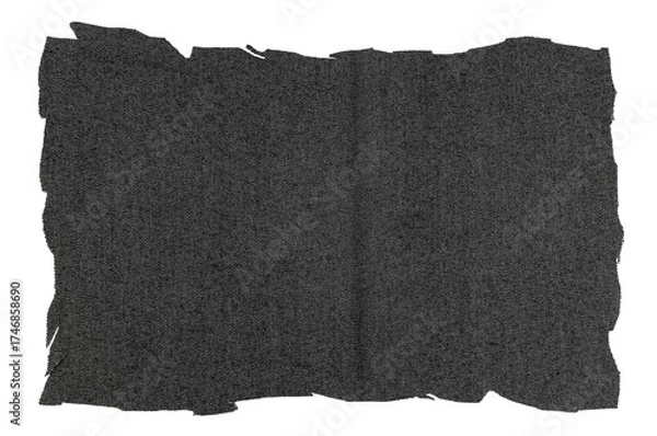 Fototapeta A piece of torn black fabric on a white background. Textile isolate