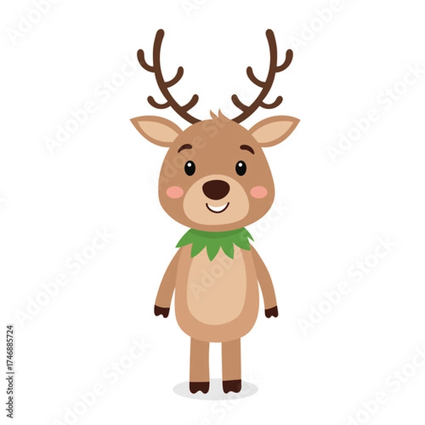 Fototapeta Vector cartoon deer isolated in transparent background. Decorative Character mascot. EPS 10