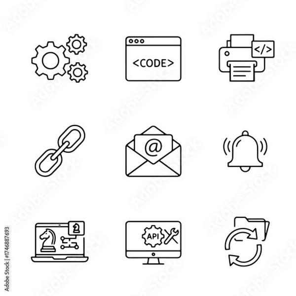 Obraz Technology and Software Development Icons Set coding
