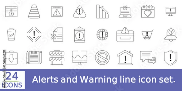 Obraz  Alerts and Warning line icon set.