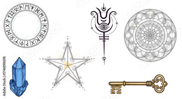 Fototapeta Mystical Symbols: An Illustration of Magic, Mystery, and Spirituality