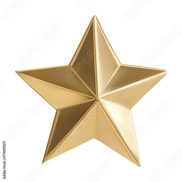 Obraz gold star ornament, five points, metallic texture, vector gradient mesh, white background, isolated, no background