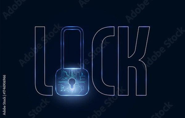 Obraz Shining Lock with letters on the dark background. Vector