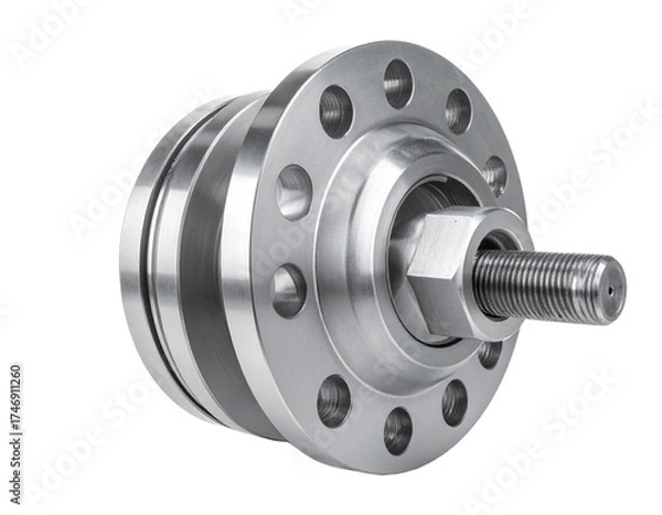 Obraz Mechanical gear component with circular flanges and shaft detail