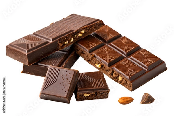 Obraz Rich dark chocolate bars with nuts and almonds
