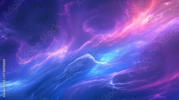 Obraz Colorful cosmic nebula with shining stars. Abstract glowing galaxy background for science, space