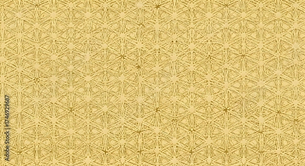 Fototapeta Golden Geometric Web Pattern with Intersecting Triangles and Hexagons