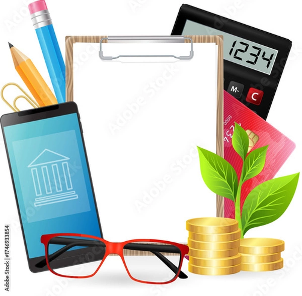 Fototapeta Accounting profession concept. Vector illustration for economic consulting and financial analysis.