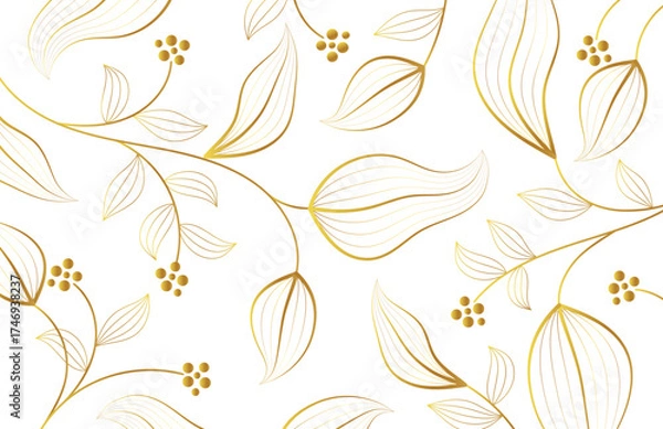 Obraz Elegant Golden Floral Pattern Background