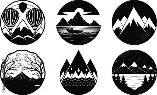 Obraz Majestic mountain range silhouette against a clear sky