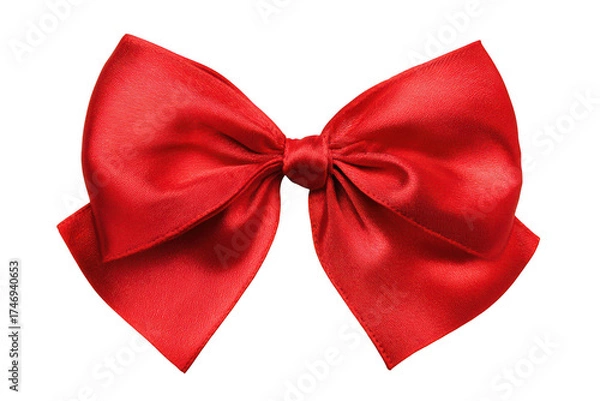 Fototapeta A vibrant red satin bow isolated on a transparent background