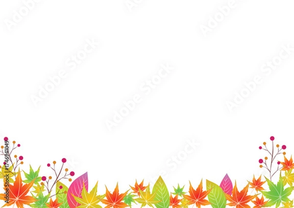 Obraz 紅葉で飾る秋のフレーム4白い背景